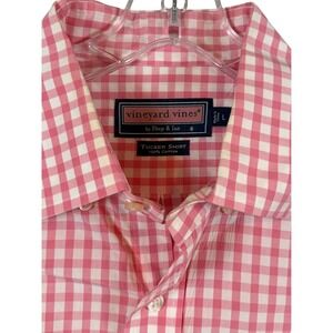Vineyard Vines Tucker Shirt Mens Large Pink White Gingham Button Down •L• Preppy